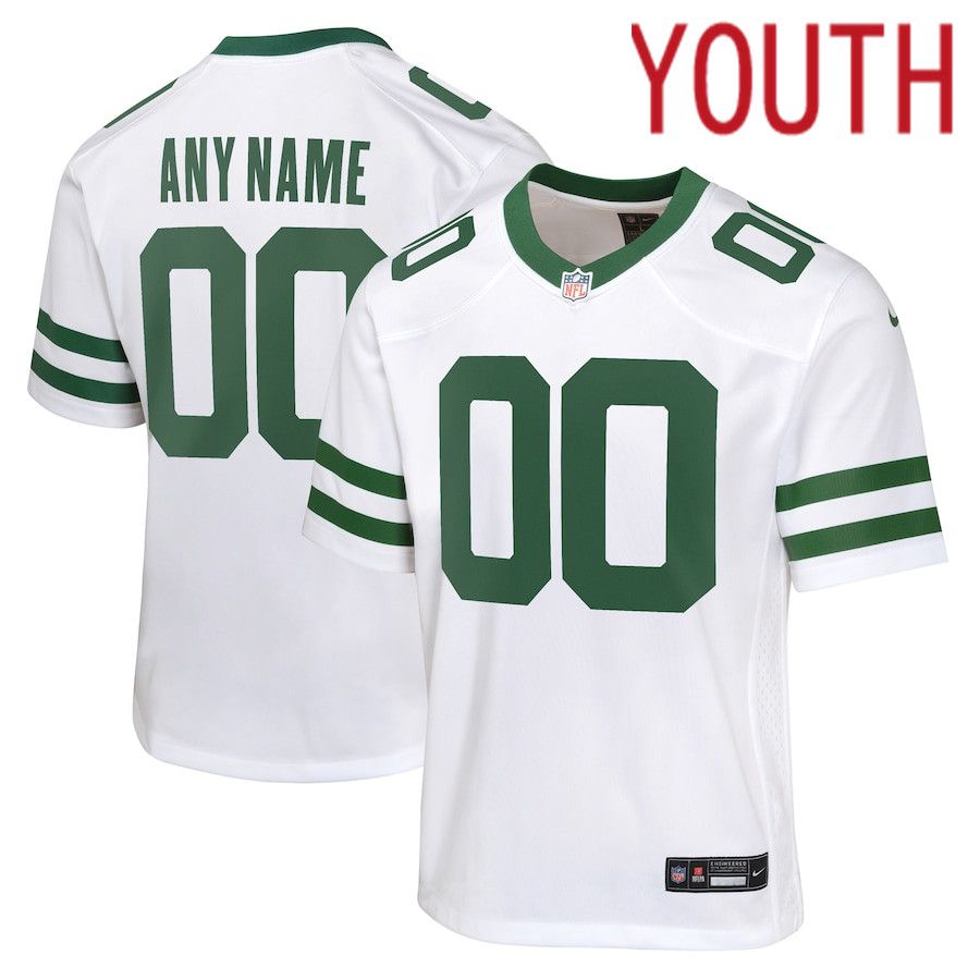 Youth New York Jets Nike Legacy White Custom Game NFL Jersey->customized nfl jersey->Custom Jersey